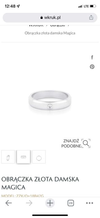 Obrączki białe złoto W.Kruk diament komplet
