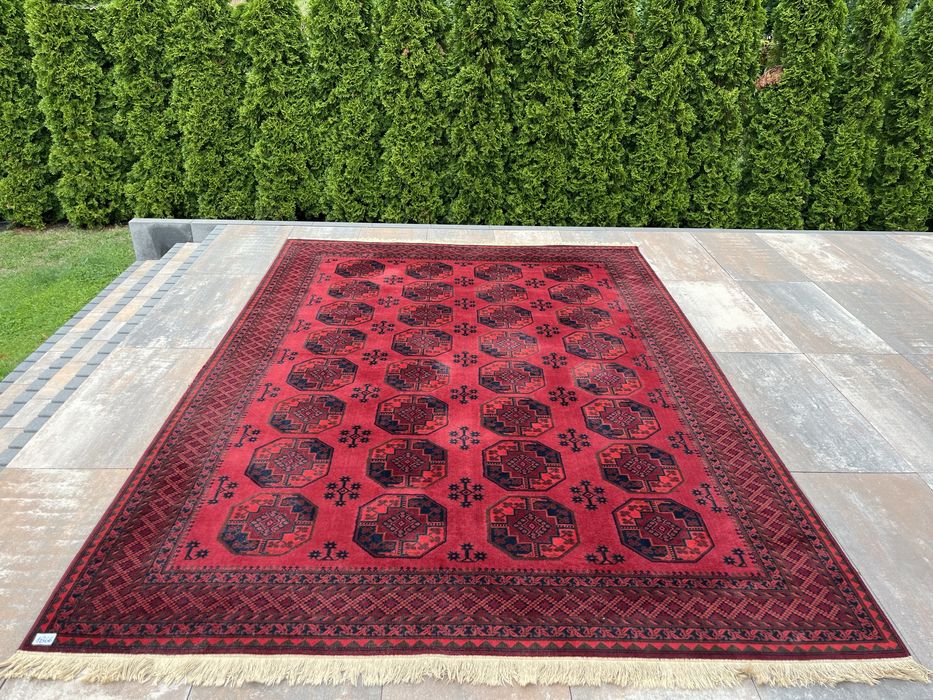 Przepiękny maszynowo tkany wełniany dywan Afghan 250x350cm