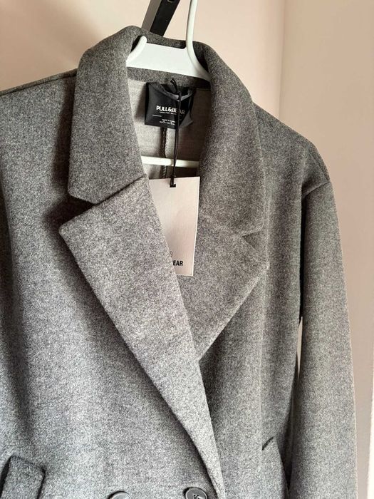 sobretudo pull&bear casaco comprido mulher cinzento S