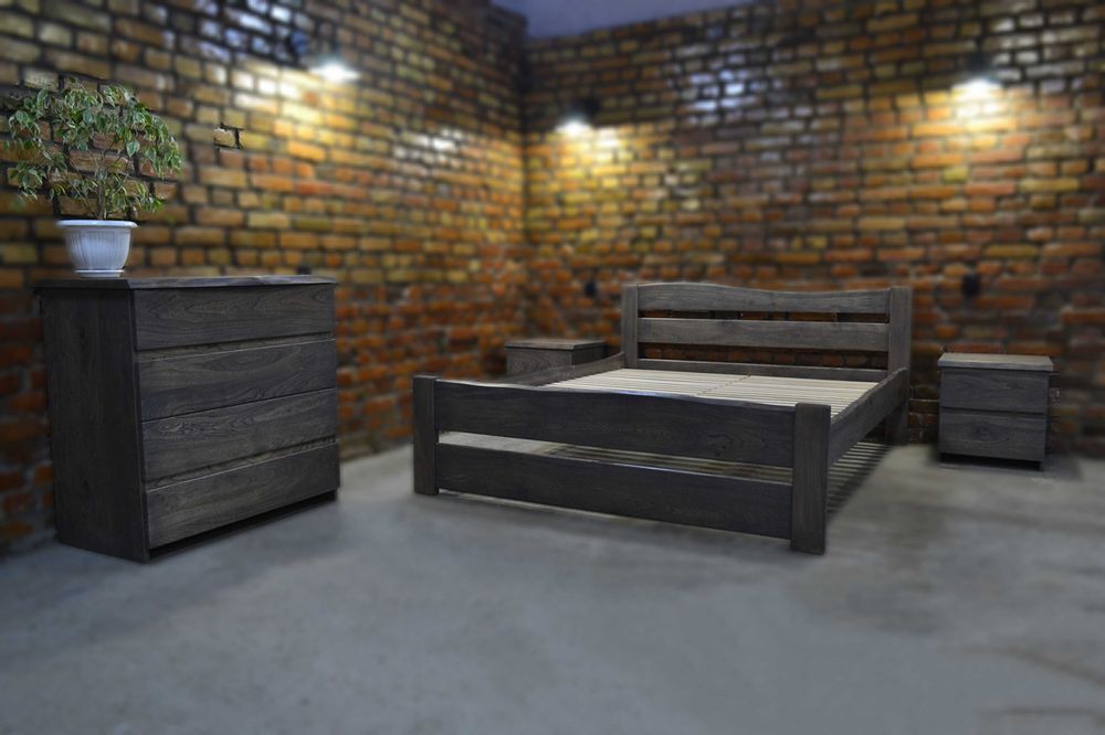 Ліжко Loft.  Масив Ясен, В`яз, Дуб. + Метал.