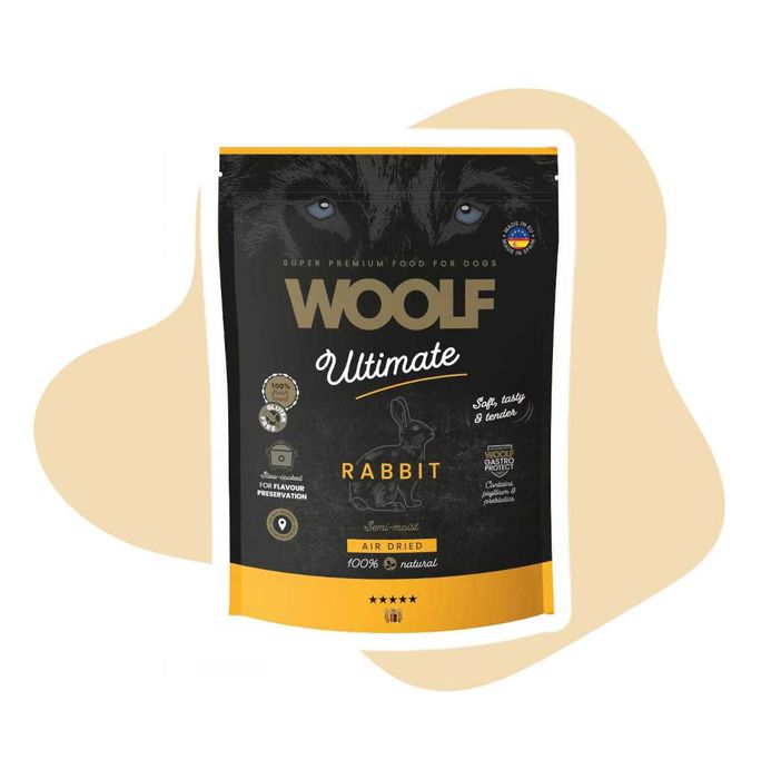 Woolf Ultimate Soft Adul Rabbit 1kg Królik bezzbożowa, pełnoporcjowa karma półwilgotna stworzona z myślą o dorosłych psach wszystkich ras