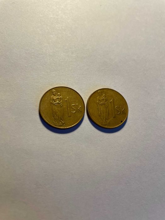 Monety 2 sztuki 1 SK 1993  Słowacja  1 korona