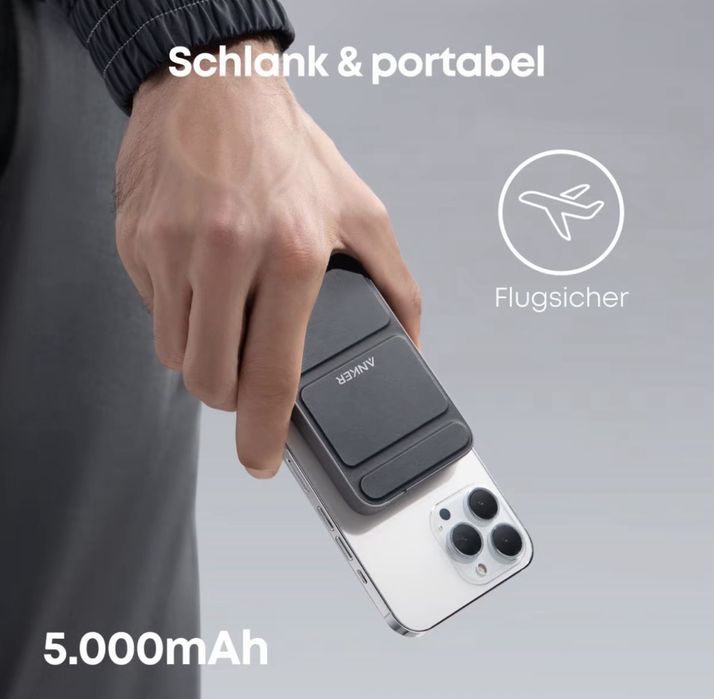 Павербанк Anker Magnetic Magsafe Powerbank, 5000mAh iPhone 17/17 Pro/17 Pro Max, iPhone 16/15/14/13/12 Series (2 gen) - Black