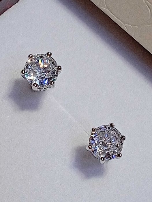 Серьги гвоздики цирконий 6.5 мм 925