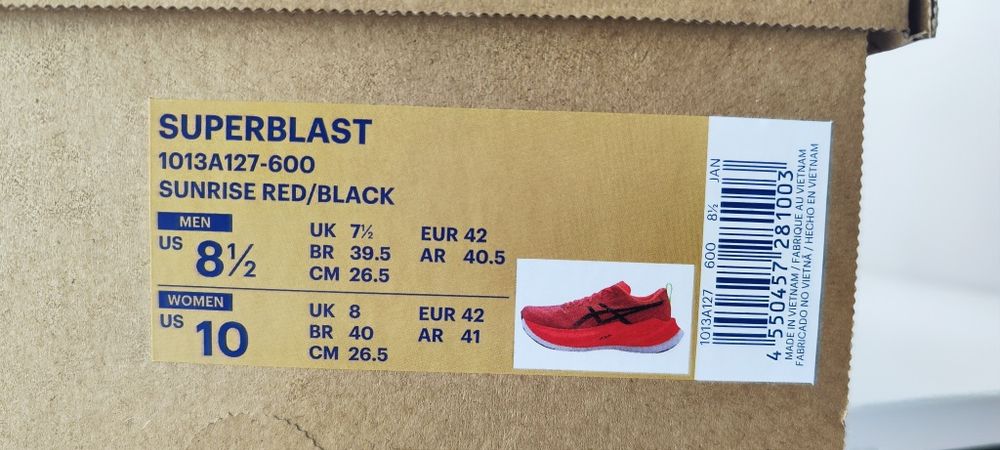 ASICS Superblast Sunrise Red / Black (EUR 42; UK 7½; 26,5CM)