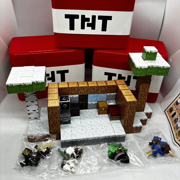 128шт+4 Набір Конструктор магнітний майнкрафт подарунковий бокс тнт