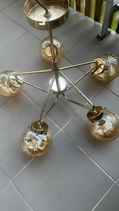 Lampa wisząca Alfa Barsum złota szklane kule 5xE14