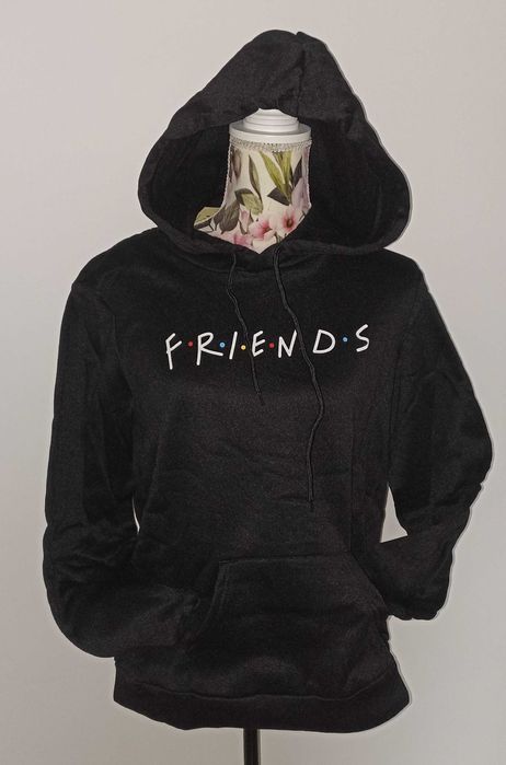 Bluza z nadrukiem FRIENDS z kapturem czarna - S - NOWA