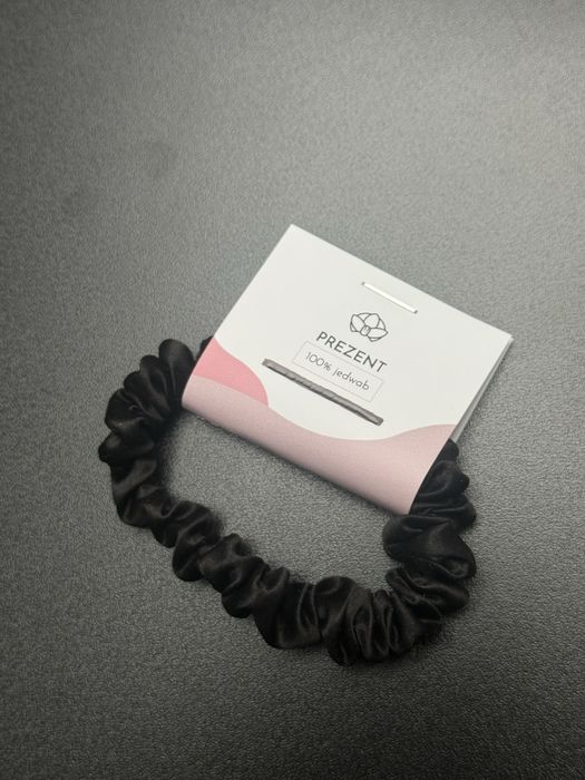 Nowa gumka do włosów 100% jedwab silk czarna almania black scrunchie
