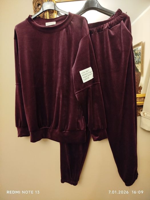 Dres welurowy burgund/śliwka