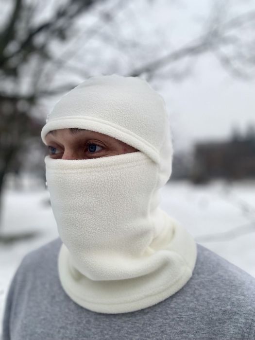 Балаклава флісова 300г/м2, біла зимова, зимняя белая флисовая