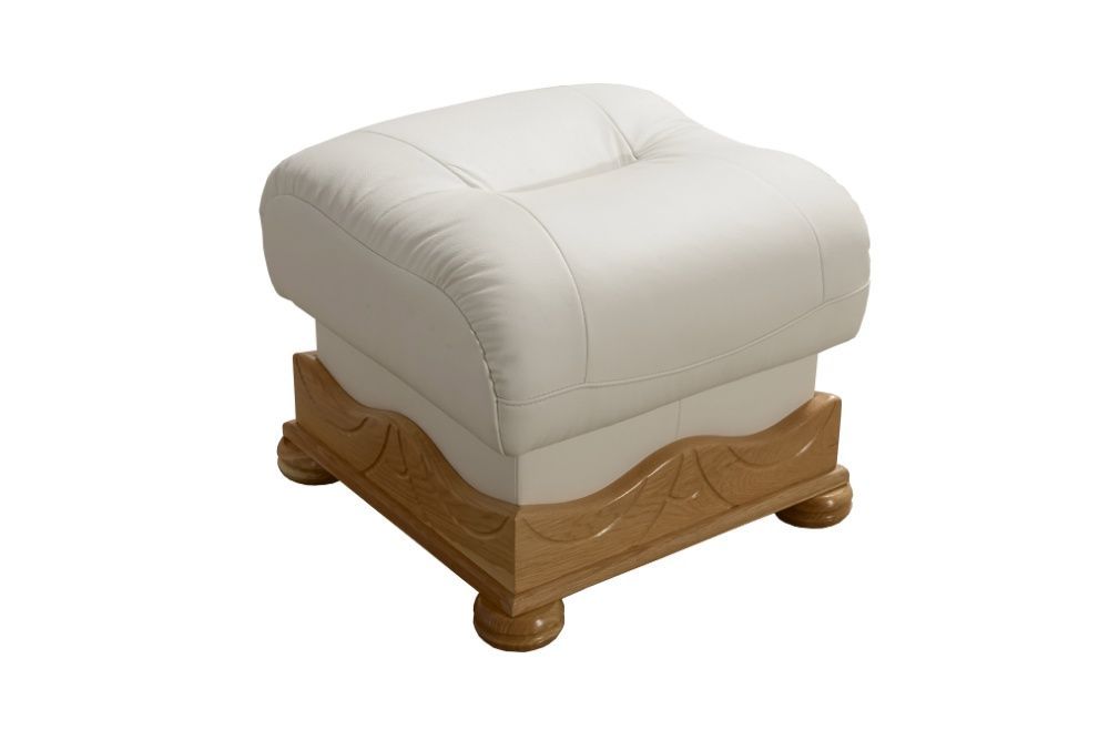 Skórzana pufa stylowa "KOMFORT" skóra naturalna/dąb PRODUCENT