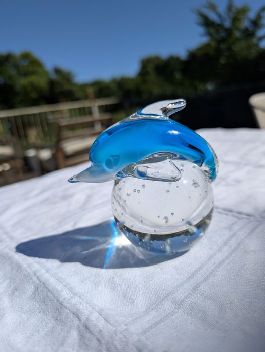 Szklane figurki Delfiny i Rybka | Szkło artystyczne retro Murano style