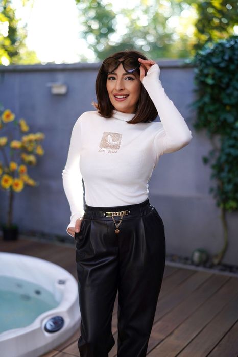 Golf damski bawełniany prążkowany La..mu biały rozmiar 1