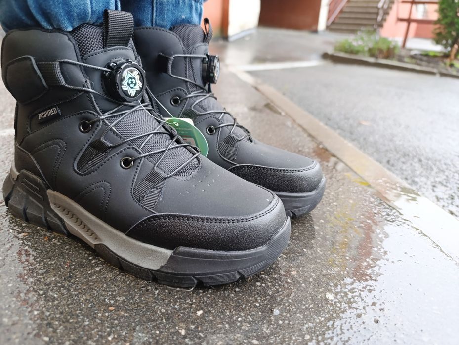 Зимові термо ботінки хайтопи чоботи для хлопчика чорні зимние ботинки