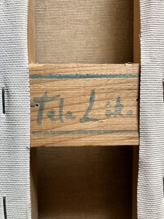 Quadro Tela Yvone Original Assinado Motivo “Paisagem Riacho e Casa”