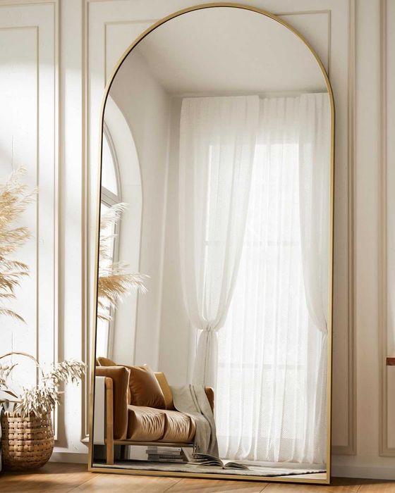 Nowe lustro / lusterko / stojące / półokrągłe / złote / 160x52 / R74!