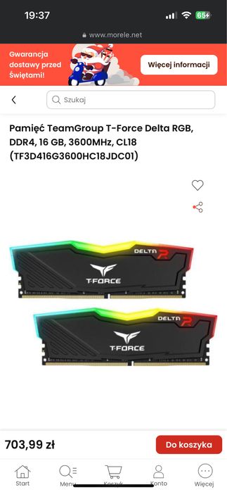 Pamięć TeamGroup T-Force Delta RGB DDR4 16GB 3200mHz CL16