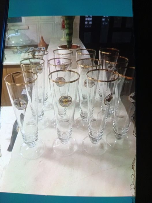 Conjunto de 12 copos de cerveja Tulipa Warsteiner