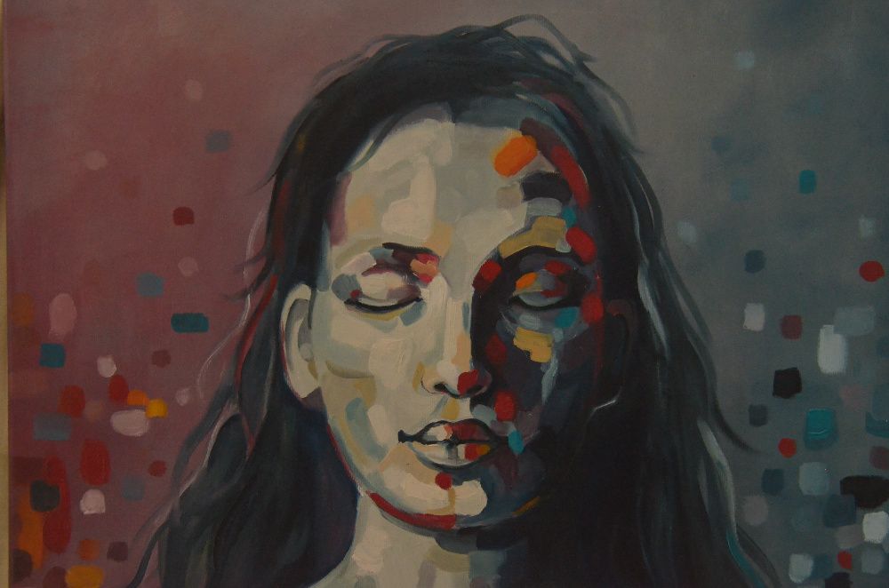 Obraz olejny na płótnie, "Ona", 60 x 60