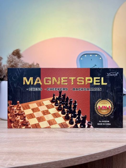Шашки шахи нарди магнітні 3 в 1 дерев'яні 29 см поле якісні шахматы