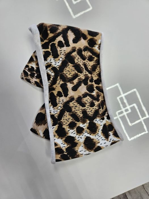 Opaska bawełniana z kokardą handmade w panterkę