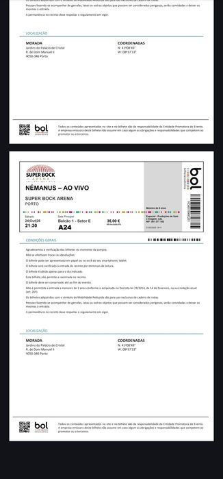 Bilhetes Nemanus - Porto