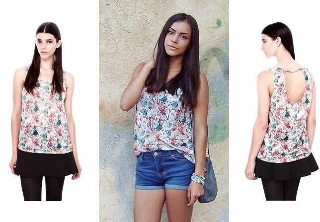 PULL&BEAR łączka FLORAL top KWIATY ramiąc 38 M