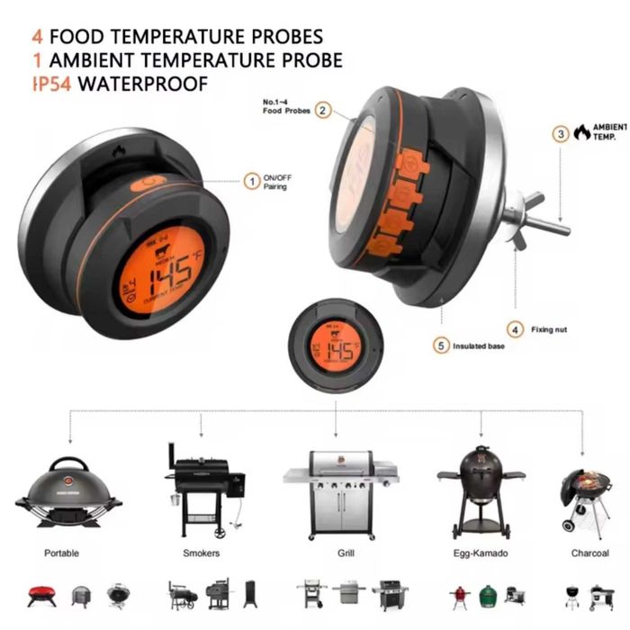 Цифровой Bluetooth беспроводной термометр для гриля Weber, ToGrill bbq