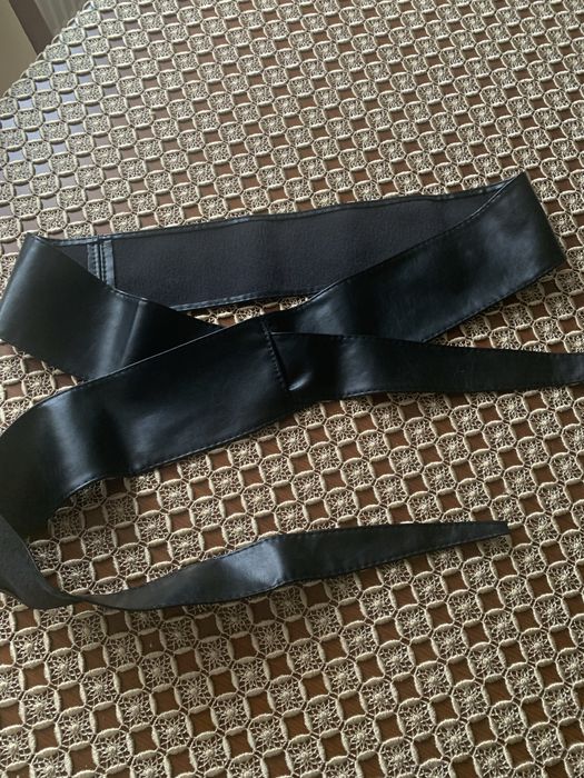 Pasek czarny wiązany długi 220 cm , skórzany