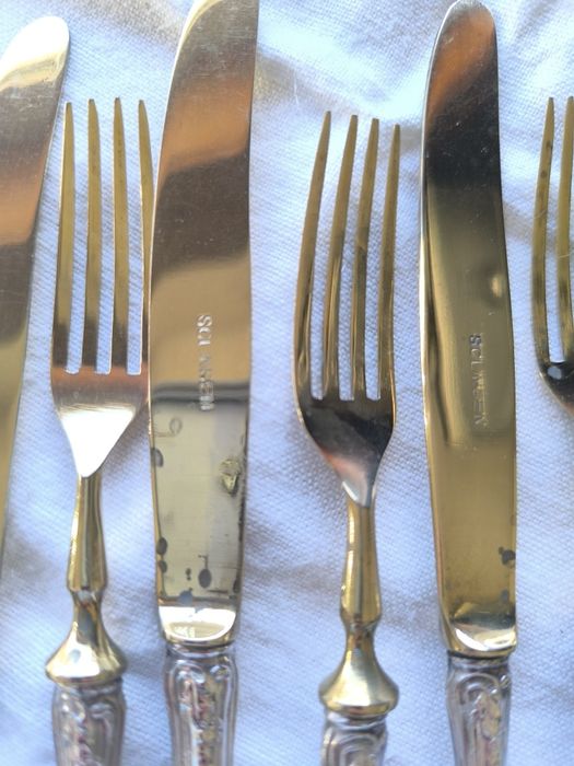 12 Talheres de sobremesa Solingen com cabo em prata