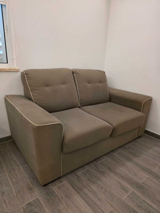Sofa cama tecido beje