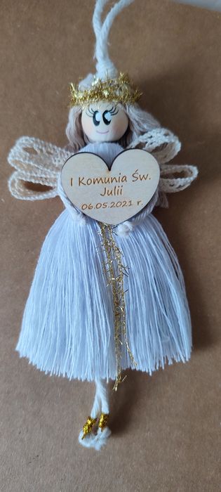 Aniołek makrama podziękowanie I Komunia, Chrzest, Ślub
