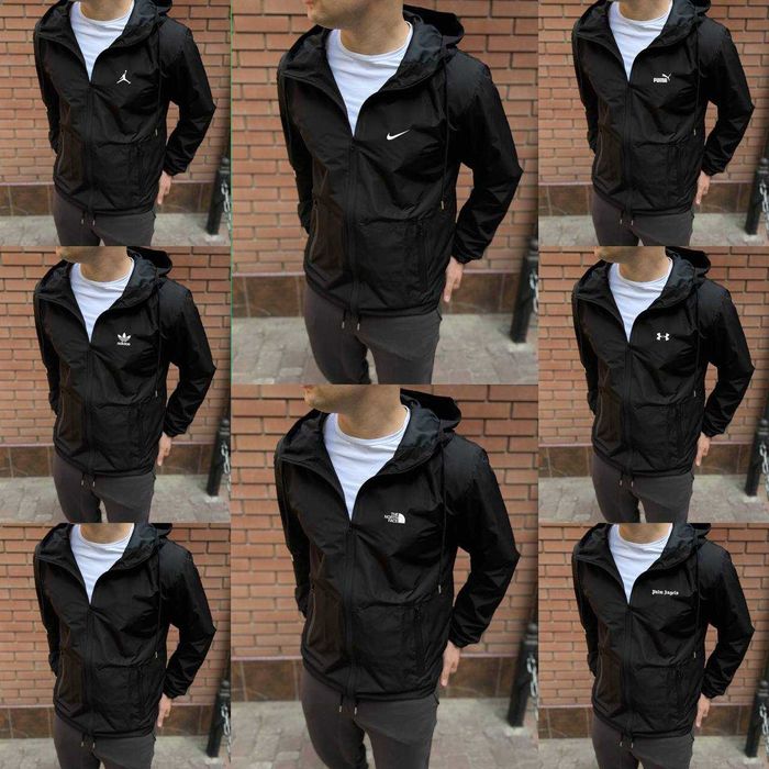 Ветровка мужская ОПТ Найк Пума Андер Nike Puma черная лёгкая куртка