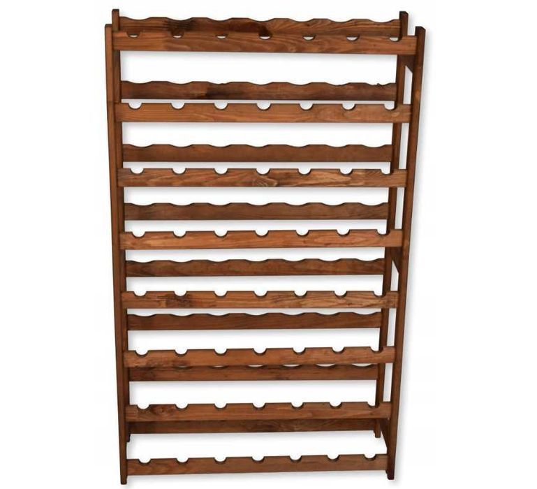 Regał STOJAK NA WINO 56 butelek Brązowy Drewniany 120cm Nowy