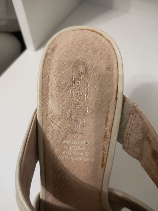 Klapki na szpilce, platforma, skórzane, 5th Avenue, 40