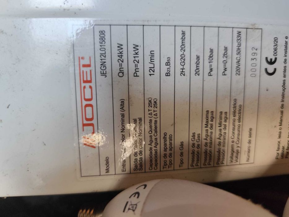 Esquentador Jocel para gas natural