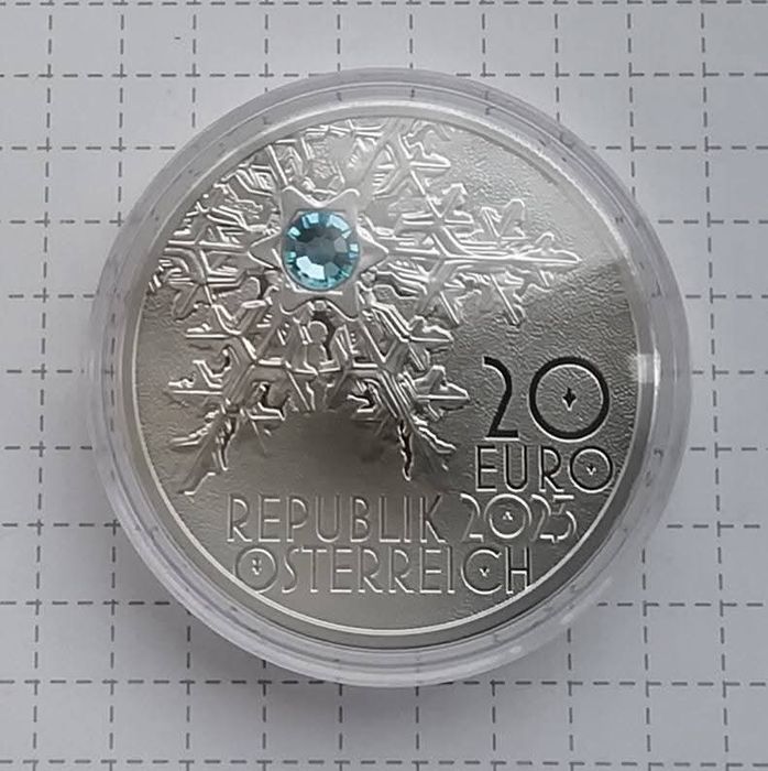 Австрія 20 євро 2023р. СРІБЛО. ПРУФ. Таємниці снігу. Сертифікат.