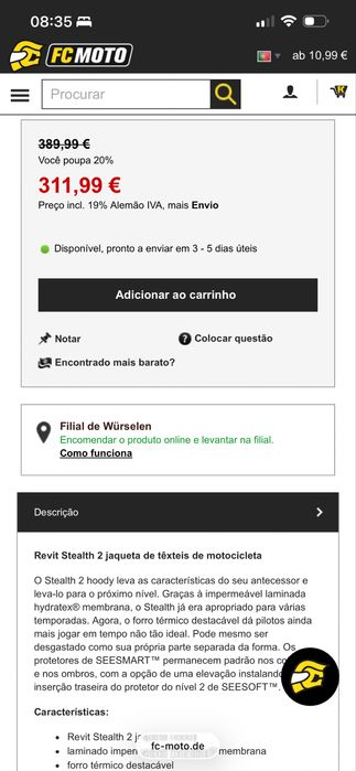 Rev’it! Hoodie Stealth 2 - casaco de mota - waterproof