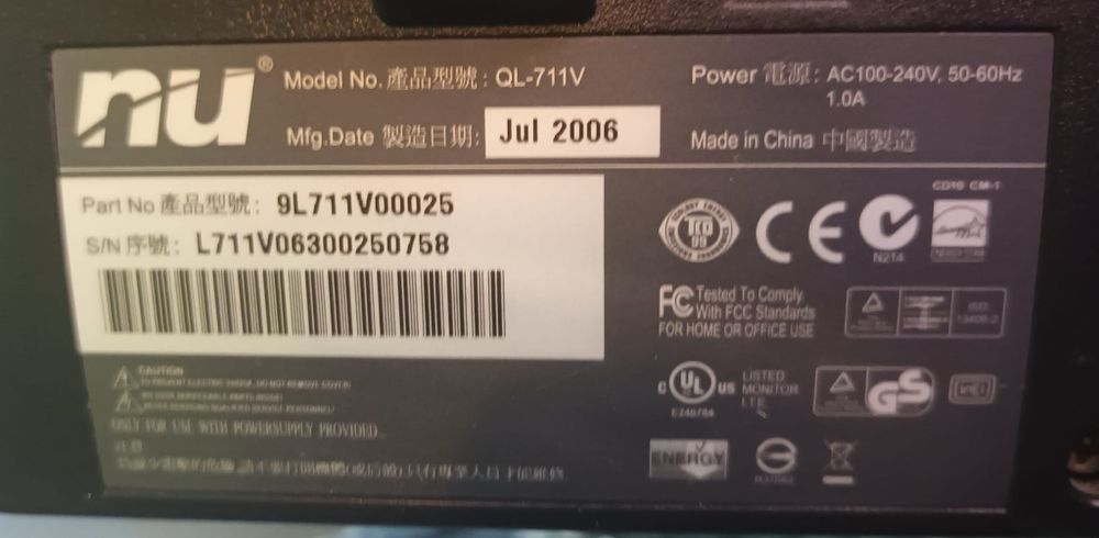 Monitor LCD NU QL-711V 17"