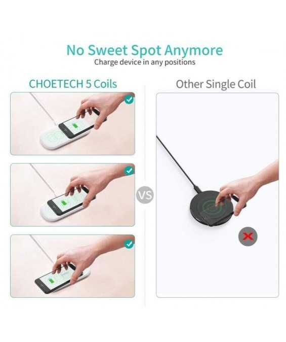 Carregador Wireless Indução 15W 360 Chotech Dual Fast Charge