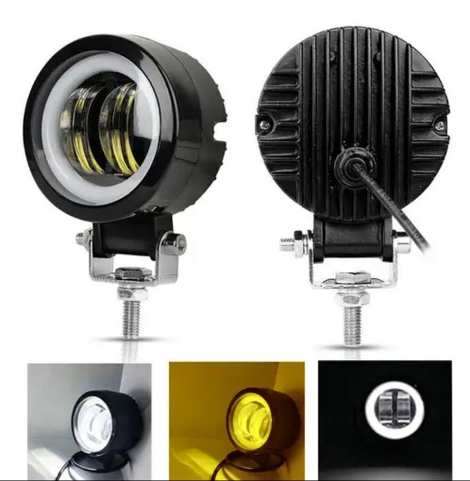 Светодиодные ПтФ LED 20W балка фара Белый+Желтый ДХО Авто СТГ мото 3в1