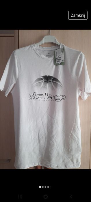 T-shirt biały z nadrukiem 170/176 H&M