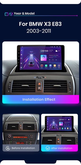 Rádio 9 Polegadas Android BMW E83 X3 2003 a 12 Carplay GPS 2/32GB Wifi