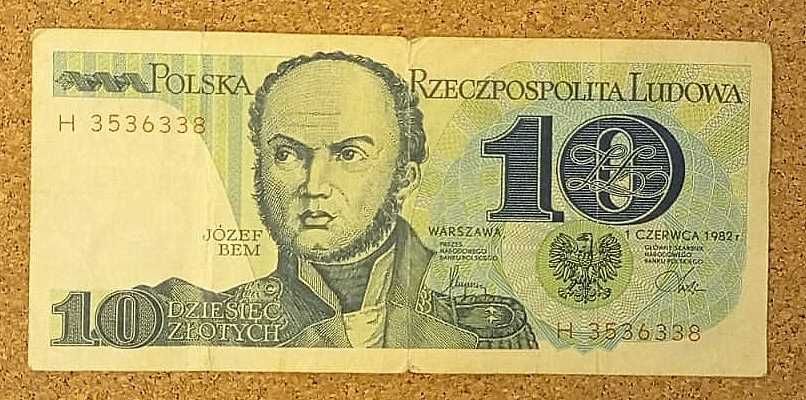 Banknot 10 zł 1982 rok - Seria H