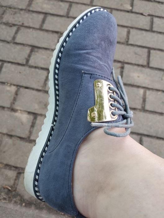 Skórzana wkładka 37 buty damskie niebieskie