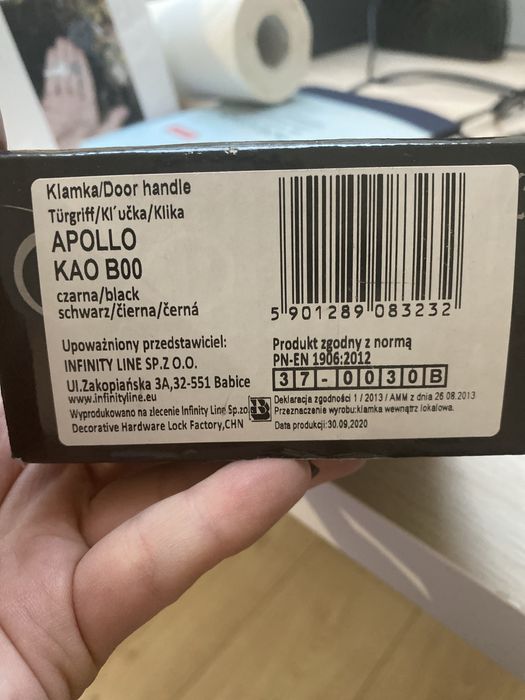 Klamki czarne kwadratowe 2 szt, apollo kao black