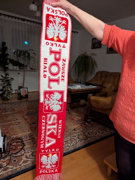 Szalik biało czerwony kibic