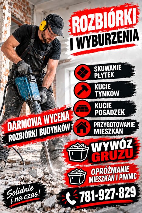 Skuwanie płytek tynków ,wyburzenia rozbiórki budynków