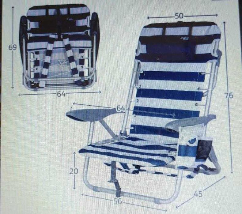 Cadeira de praia mochila com almofada e porta-copo